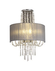 Freida Polished Chrome-Grey Crystal Wall Lights Diyas Shaded Wall Lights